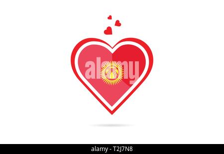 Kyrgyzstan country flag inside love heart  design suitable for a logo icon design Stock Vector