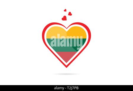 Lithuania country flag inside love heart  design suitable for a logo icon design Stock Vector