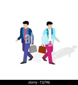 Isometric people business businessman Trendy Flat concept of violet style, 3d modern design. Vector illustration of modern business background Stock Vector