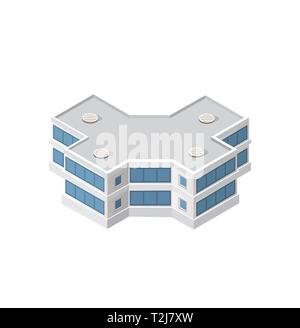 The smart building home architecture is an idea of technology business equipment flat style urban isometric illustration Stock Vector