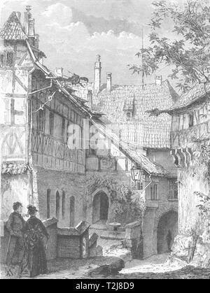 GERMANY. The Wartburg. Castle Court c1893 old antique vintage print picture Stock Photo