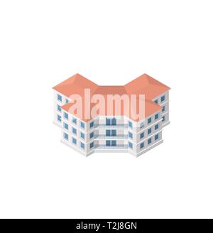 The smart building home architecture is an idea of technology business equipment flat style urban isometric illustration Stock Vector