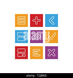Style flat icons arithmetic pictogram set of elements without shadow cut out Stock Vector