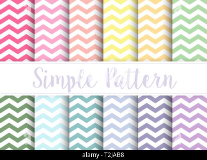 A set of repeating Seamless repeating simple zigzag patterns printed for decorating the planner cover. Stock Vector