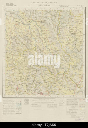 SURVEY OF INDIA 54 D/SE Rajasthan Madhya Pradesh Rajgarh Sarthal Aklera 1936 map Stock Photo