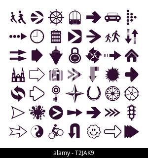 Arrows icons set of silhouettes of directional cursor signs Stock Vector