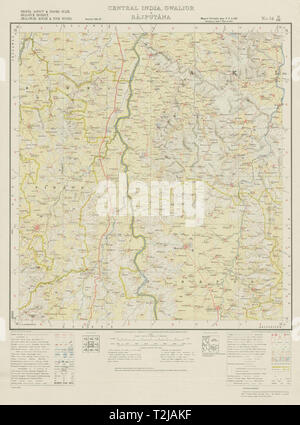 SURVEY OF INDIA 54 D/SW Rajasthan Madhya Pradesh Pirawa Jirapur Soyat 1936 map Stock Photo