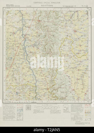 SURVEY OF INDIA 54 H/SW Madhya Pradesh Aron Raghogarh Lateri Anandpur 1933 map Stock Photo