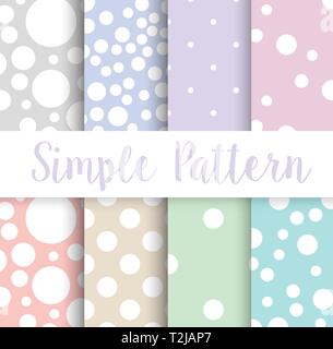 Simple polka dot circle pattern set of seamless backgrounds for digital paper with clipping mask Stock Vector