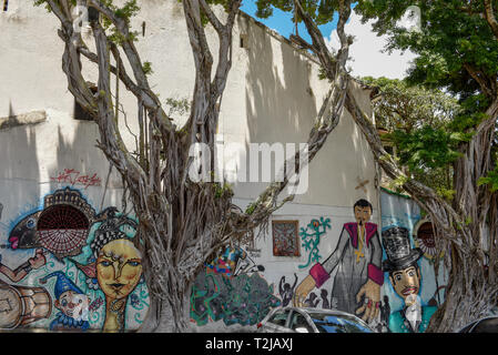 Olinda, Brazil - 27 January 2019: Graffiti painting on a wall of Olinda on Brazil Stock Photo