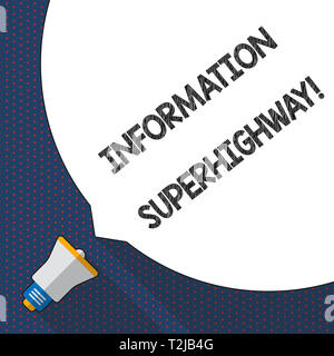 Handwriting text writing Information Superhighway. Conceptual photo Internet type network computers connect individuals Huge Blank White Speech Bubble Stock Photo