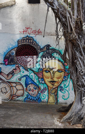 Olinda, Brazil - 27 January 2019: Graffiti painting on a wall of Olinda on Brazil Stock Photo