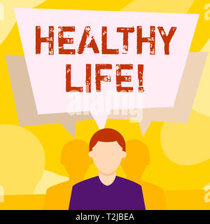 Conceptual hand writing showing Healthy Life. Concept meaning physical activities weight analysisagement and stress analysisagement Faceless Man has T Stock Photo