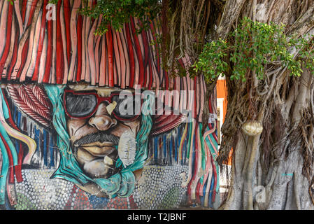 Olinda, Brazil - 27 January 2019: Graffiti painting on a wall of Olinda on Brazil Stock Photo