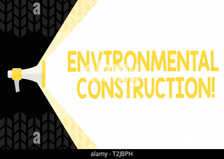 Text sign showing Environmental Construction. Business photo showcasing knowledgeable about sustainable building practice Megaphone Extending the Capa Stock Photo