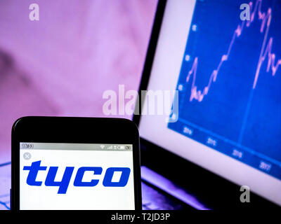 In this photo illustration a Tyco International Ltd. logo seen displayed on a smart phone Stock Photo