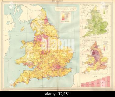 ENGLAND & WALES Population density agricultural industrial commercial 1939 map Stock Photo