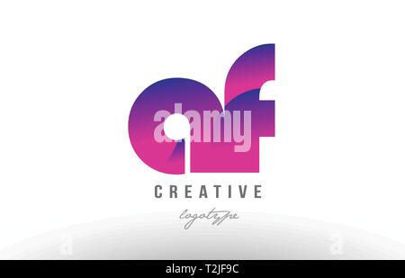 Design of alphabet letter logo combination af a f with pink gradient color for a company or business Stock Vector