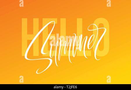 Hello Summer Hand drawn lettering. Vector illustration EPS10 Stock Vector