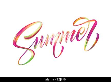 Summer Handwritten brush stroke acrylic paint lettering. Vector millustration EPS10 Stock Vector