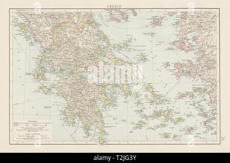 Greece. Aegean & Ionian islands. Cyclades Sporades. THE TIMES 1900 old map Stock Photo