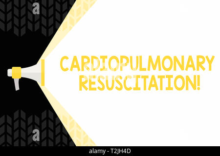 Text sign showing Cardiopulmonary Resuscitation. Business photo showcasing repeated cycles compression chest respiration Megaphone Extending the Capac Stock Photo