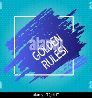 Handwriting text writing Golden Rules. Conceptual photo principle should followed to ensure success in general activity Blue Tone Paint Inside Square  Stock Photo