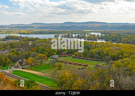Rural Scene in the MIdwest along the Mississippi River in Nelson Dewey State Park in Wisconsin Stock Photo