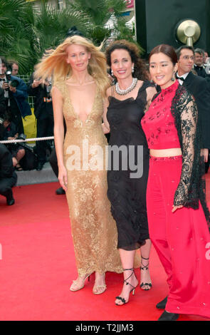 CANNES, FRANCE. May 10, 2000:  Supermodel Claudia Schiffer (left), Andie Macdowell & Gong Li at the opening night gala screening of Vatel at the Cannes Film Festival. Picture: Paul Smith/Featureflash Stock Photo