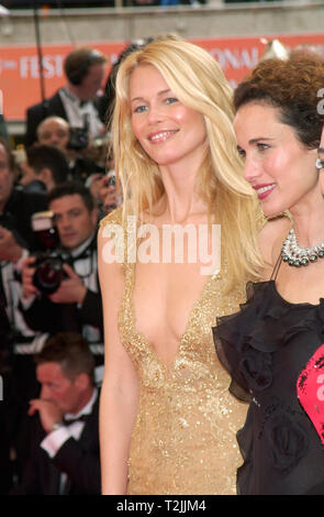 CANNES, FRANCE. May 10, 2000:  Supermodel Claudia Schiffer (left) & Actress Andie MacDowell at the opening night gala screening of Vatel at the Cannes Film Festival. Picture: Paul Smith/Featureflash Stock Photo