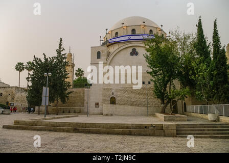 The Hurva Synagogue in Jewish quarter, Old City of Jerusalem in Israel Stock Photo