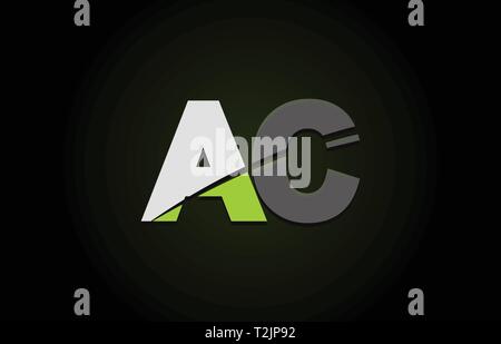 Design of alphabet letter logo combination ac a c with green white and black color icon for a company or business Stock Vector