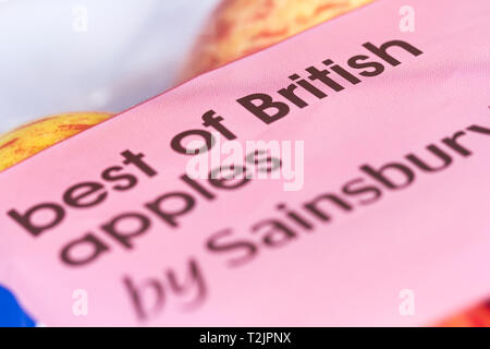 Best of British apples label closeup Stock Photo