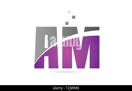 pink grey alphabet letter AM A M logo combination design suitable for a ...