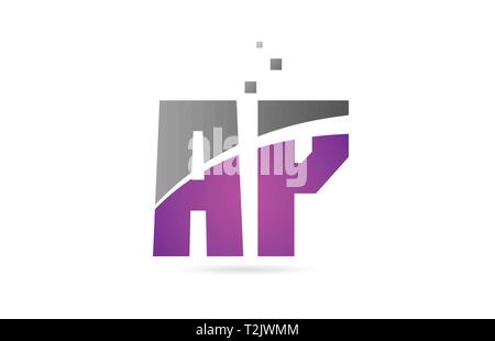 pink grey alphabet letter AP A P logo combination design suitable for a ...