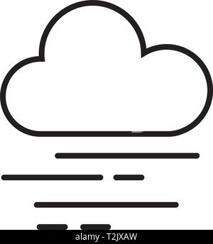 This vector image shows a cloud and fog in outline icon design. It is isolated on a white background. Stock Vector