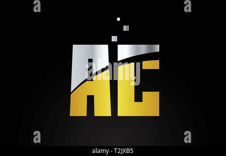 combination letter ac a c gold golden alphabet logo icon design with ...