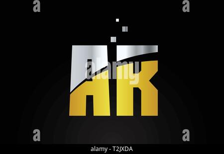 gold golden silver metallic color alphabet letter AR A R logo combination design suitable for a company or business Stock Vector