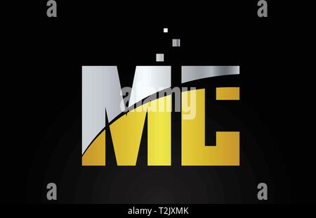 silver letter MC metal combination alphabet logo icon design with grey ...