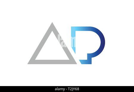 grey blue alphabet letter ap a p logo 3d design suitable for a company ...