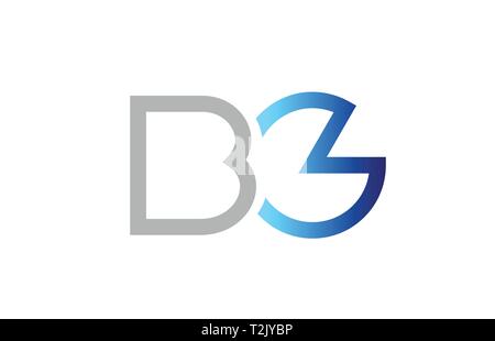 grey blue alphabet letter bg b g logo 3d design suitable for a company ...