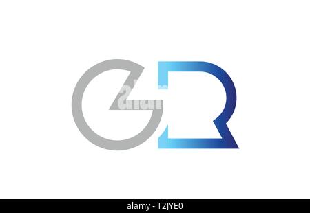 blue grey alphabet letter GR G R logo combination design suitable for a ...