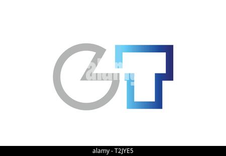 blue grey alphabet letter GT G T logo combination design suitable for a ...