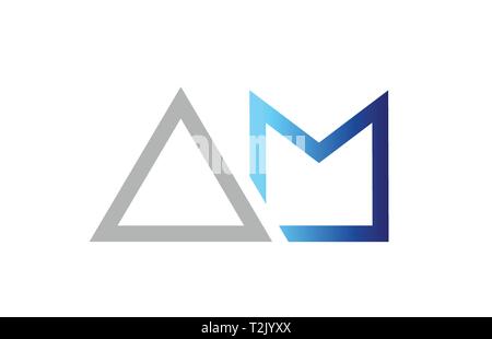 blue grey alphabet letter AM A M logo combination design suitable for a ...