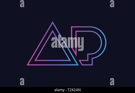 pink blue alphabet letter AP A P combination for company logo. Suitable ...