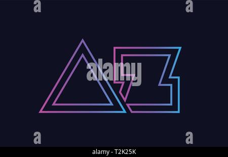 pink blue alphabet letter AZ A Z combination for company logo. Suitable ...