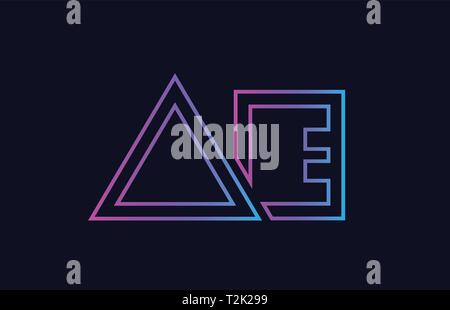pink blue alphabet letter AE A E combination for company logo. Suitable ...