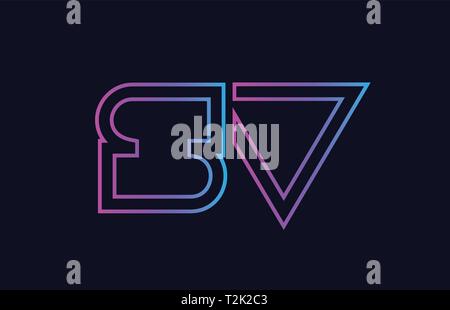 pink blue alphabet letter SV S V combination for company logo. Suitable ...