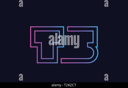 blue pink alphabet letter logo combination ts t s design suitable for a company or business Stock Vector
