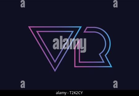 blue pink alphabet letter logo combination vr v r design suitable for a company or business Stock Vector